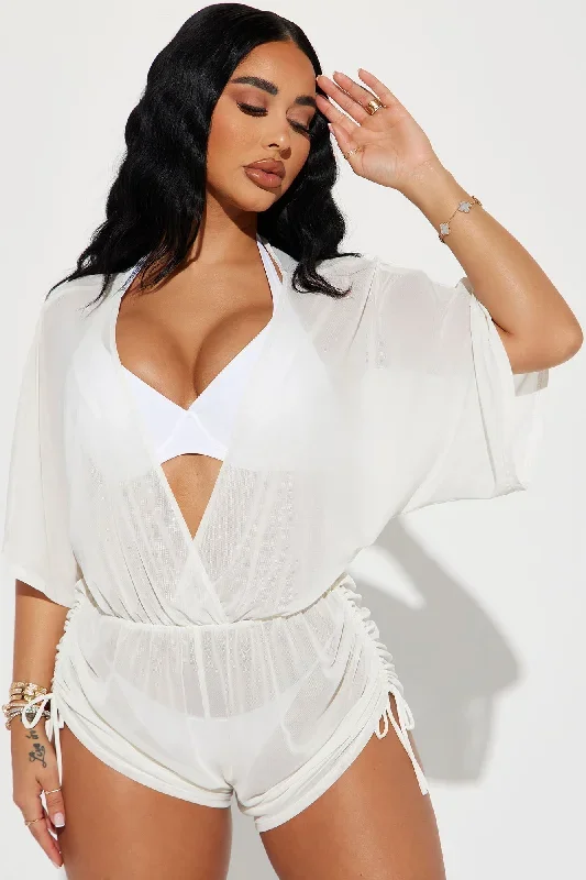 Coconut Beach Mesh Cover Up Romper - White