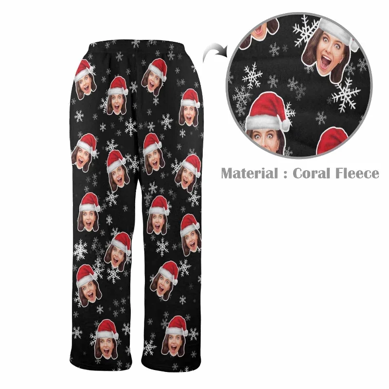 coral-fleece-pajama-trousers-custom-face-christmas-snowflake-warm-and-comfortable-sleepwear-long-pajama-pants-for-men-women