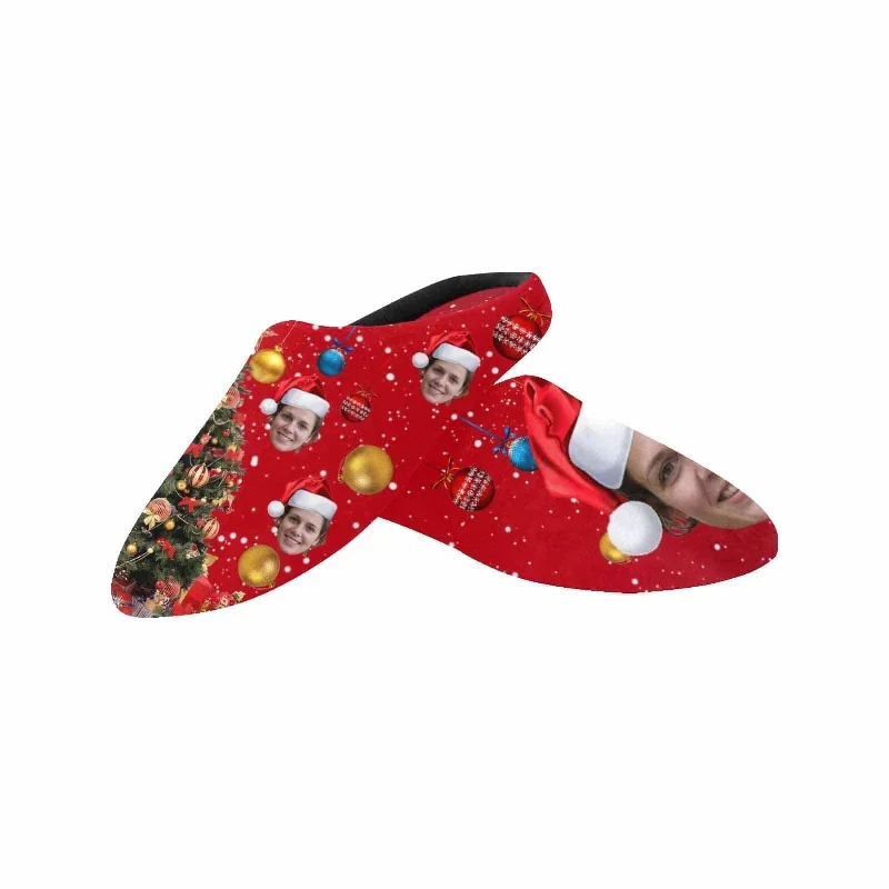 couple-gift-red-custom-face-christmas-tree-all-over-print-personalized-non-slip-cotton-slippers-for-girlfriend-boyfriend