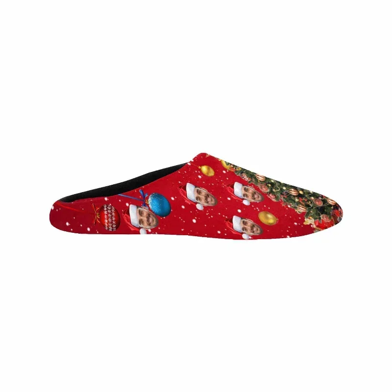 couple-gift-red-custom-face-christmas-tree-all-over-print-personalized-non-slip-cotton-slippers-for-girlfriend-boyfriend