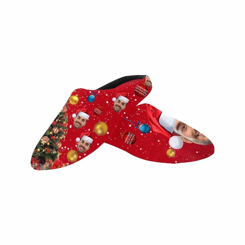 couple-gift-red-custom-face-christmas-tree-all-over-print-personalized-non-slip-cotton-slippers-for-girlfriend-boyfriend