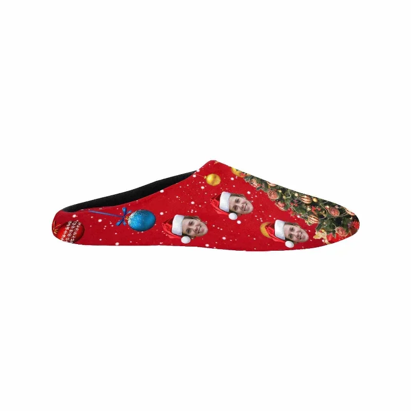 couple-gift-red-custom-face-christmas-tree-all-over-print-personalized-non-slip-cotton-slippers-for-girlfriend-boyfriend