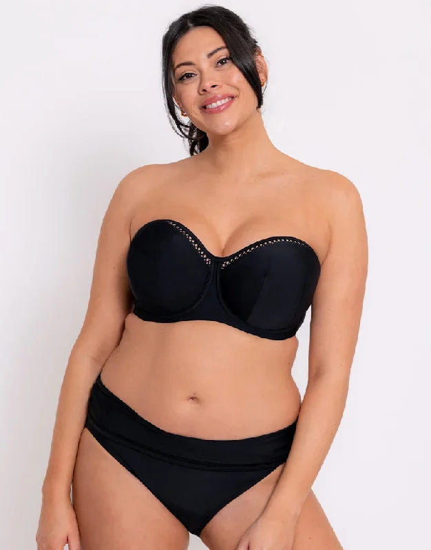 Curvy Kate First Class Bandeau Strapless Multiway Bikini Top Black