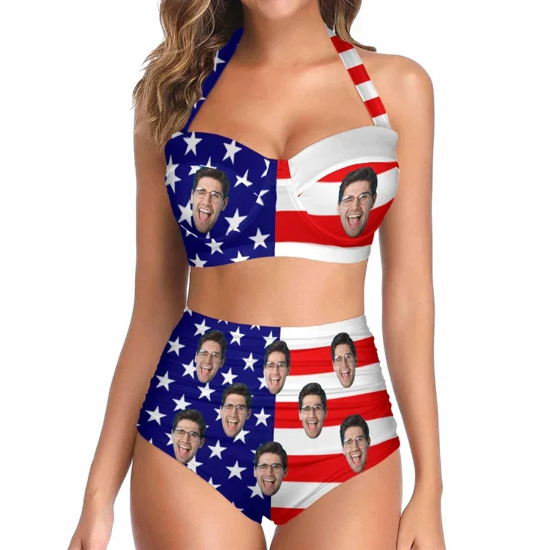 custom-face-american-flag-womens-bikini-swimsuit-long-short-kimono-chiffon-blouse-set