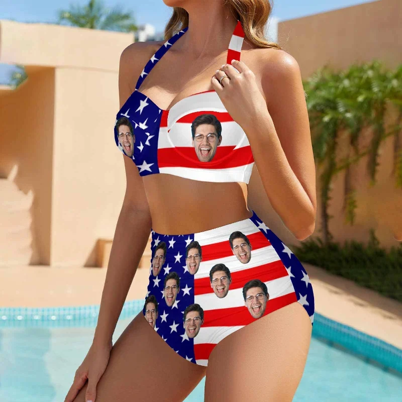 custom-face-american-flag-womens-bikini-swimsuit-long-short-kimono-chiffon-blouse-set