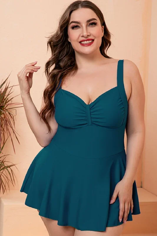 Plus Size Gathered Detail Swim Dress DD+ Swimdress