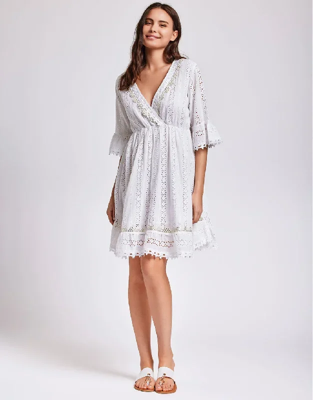 Giorgia 3/4 Sleeve Dress - White