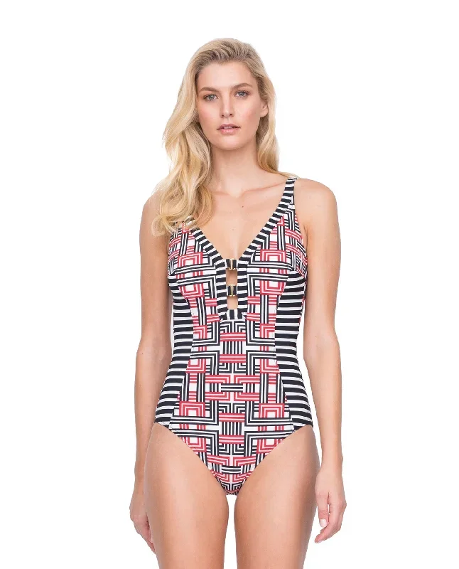 Gottex Retro Chic V-Neck One Piece Swimsuit