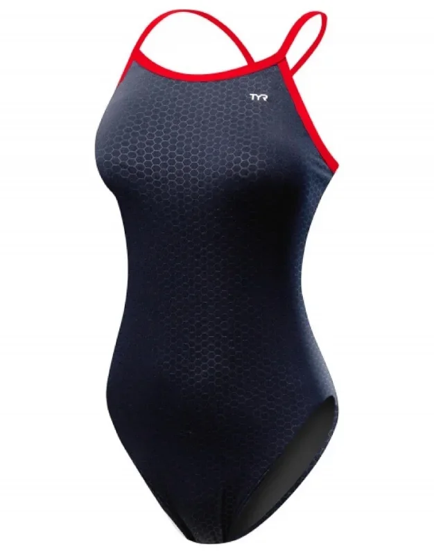 HEXA Durafast Elite Diamondfit Swimsuit - Navy/Red