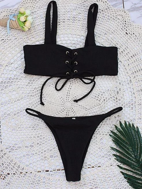 Hot Explosion Adjustable Black Bikini Set