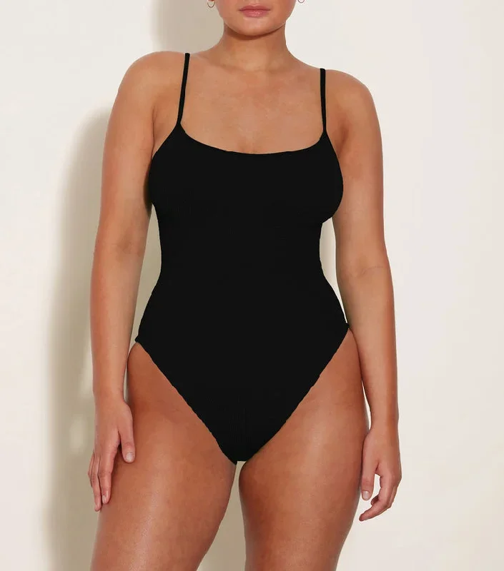 Hunza G: Pamela Scoop Neck One Piece - Black