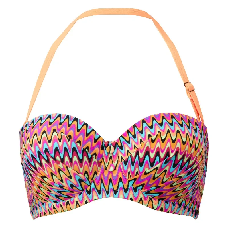 India Coral Zig Zag Print Bandeau Bikini Top - Lepel Swim