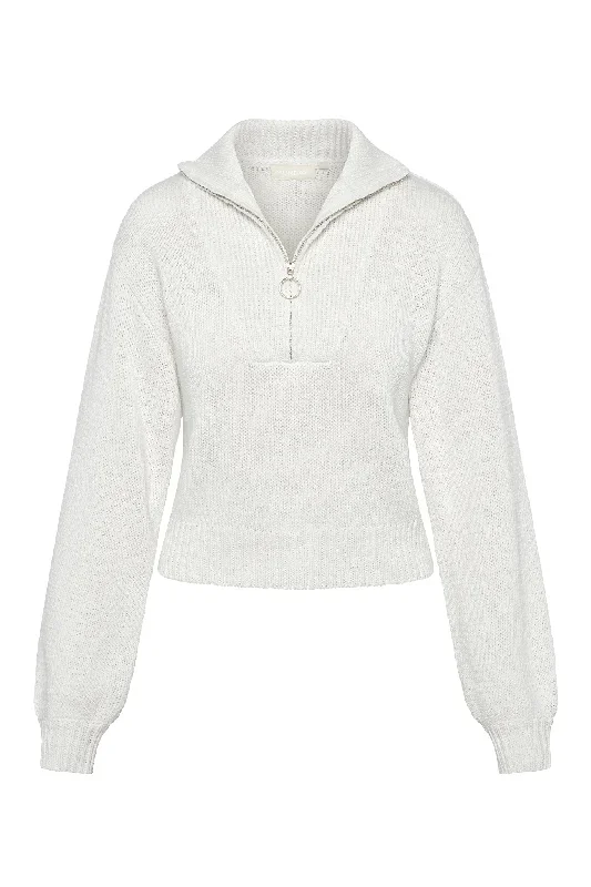 Lisbon Quarter Zip Sweater - White