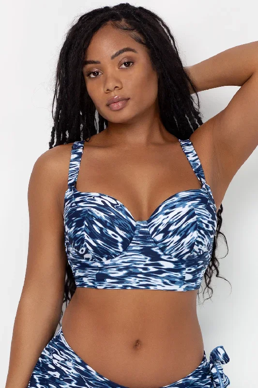 Long Lined Underwire Bikini Top | Fluid Fantasy Print