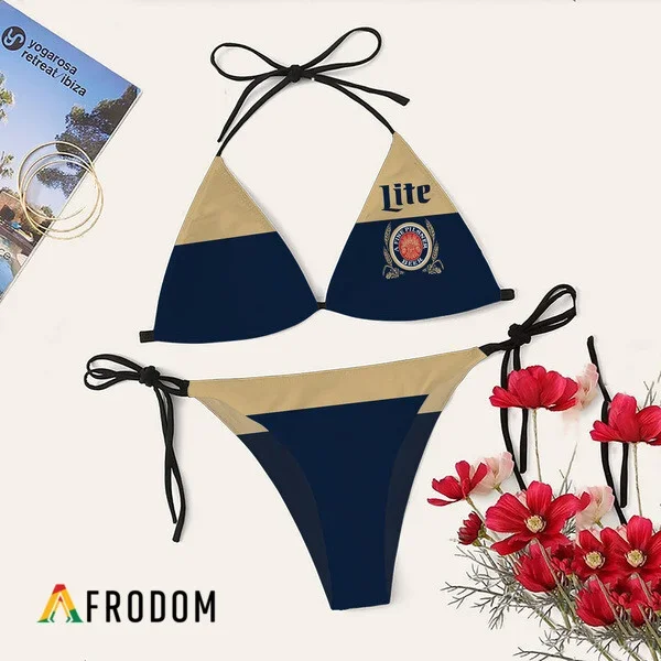 Miller Lite Triangle Bikini Set Swimsuit