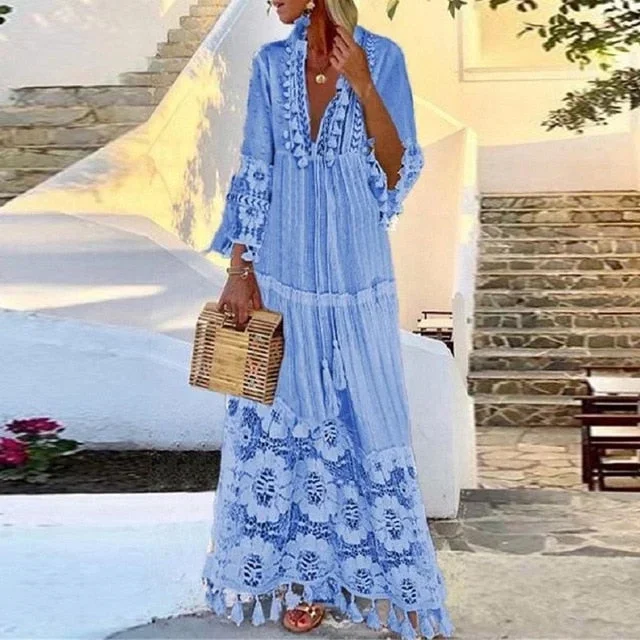 Ocean Breeze Summer Cover Up Maxi Dress