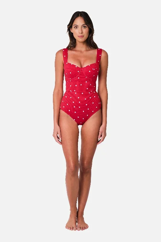 Original Bustier Balconette One Piece POLKA ROUGE TEXTURE