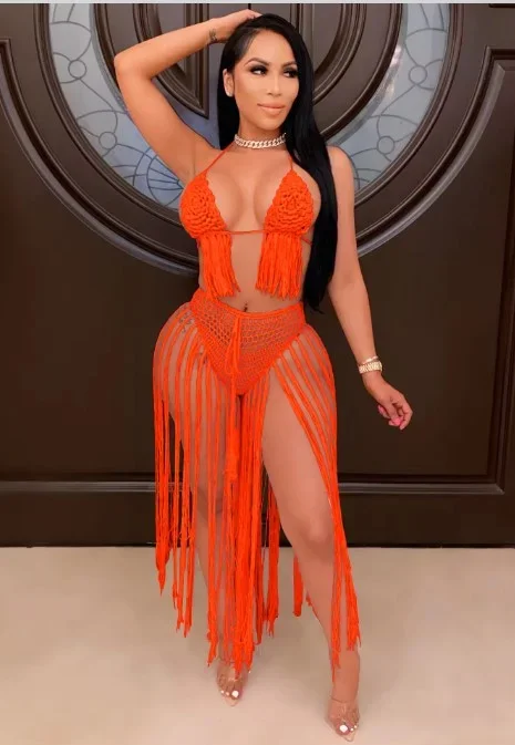 Plus Size Cancun Crochet 2 piece set - Orange