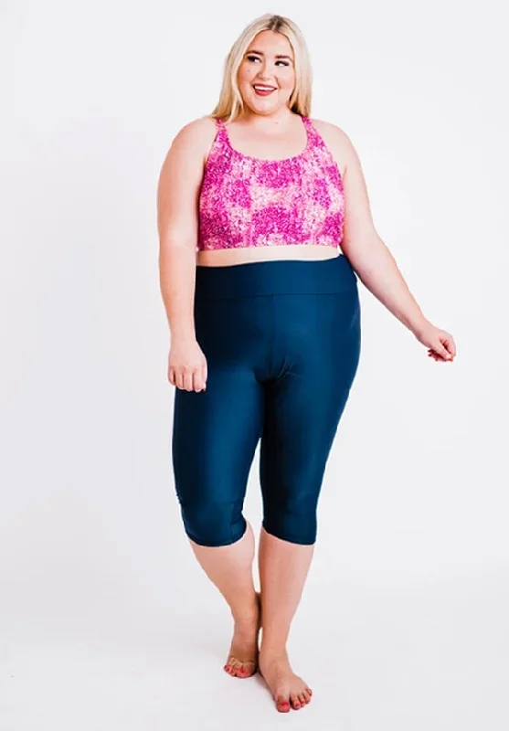 Plus Size Capri Swim Leggings by Calypsa - Navy