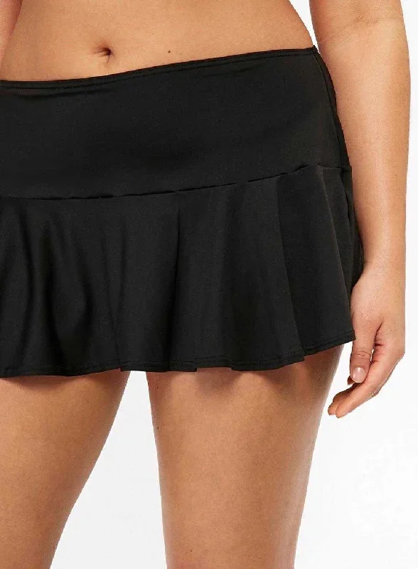 Plus Size Swim Skirt with Built In Panty Black Color