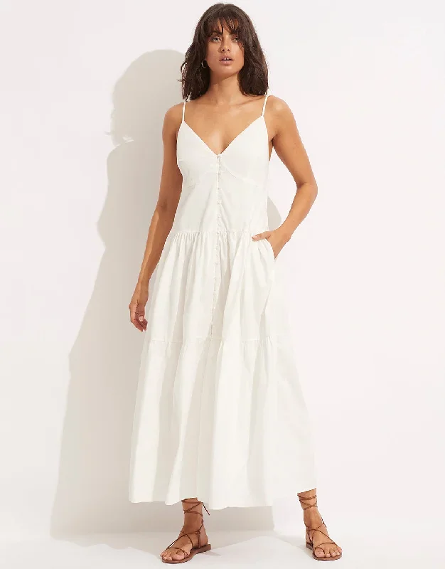 Poplin Maxi Dress - White