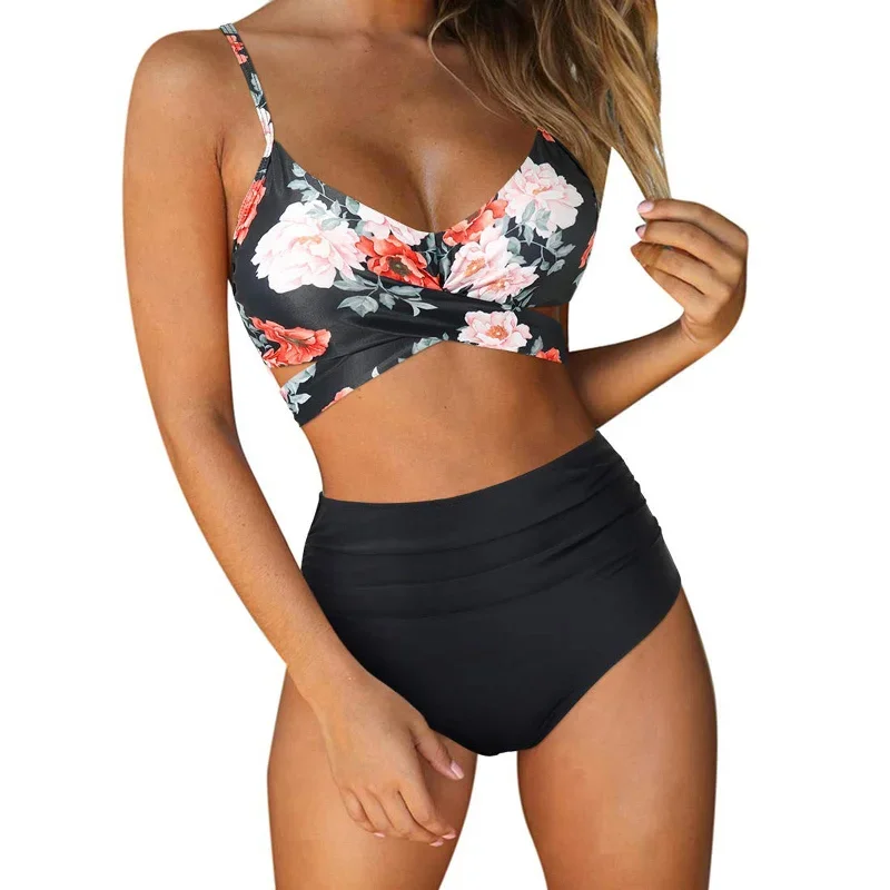 printed-high-waist-split-swimsuit