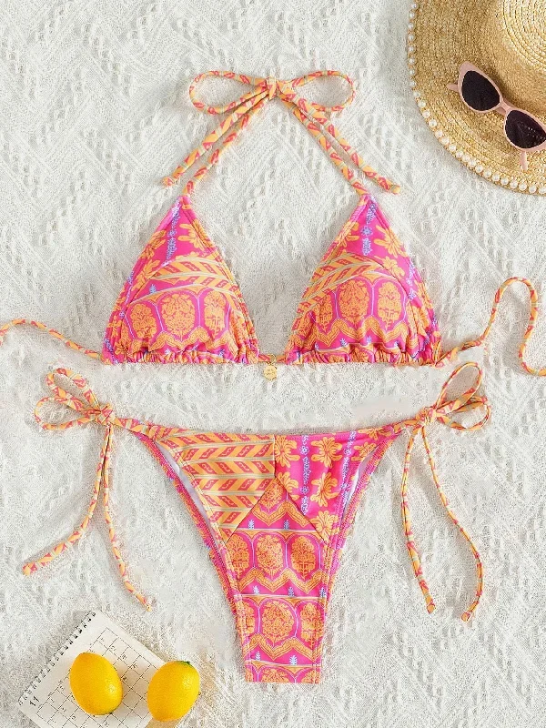 split-bikini-printing-stitching-bandage-swimsuit