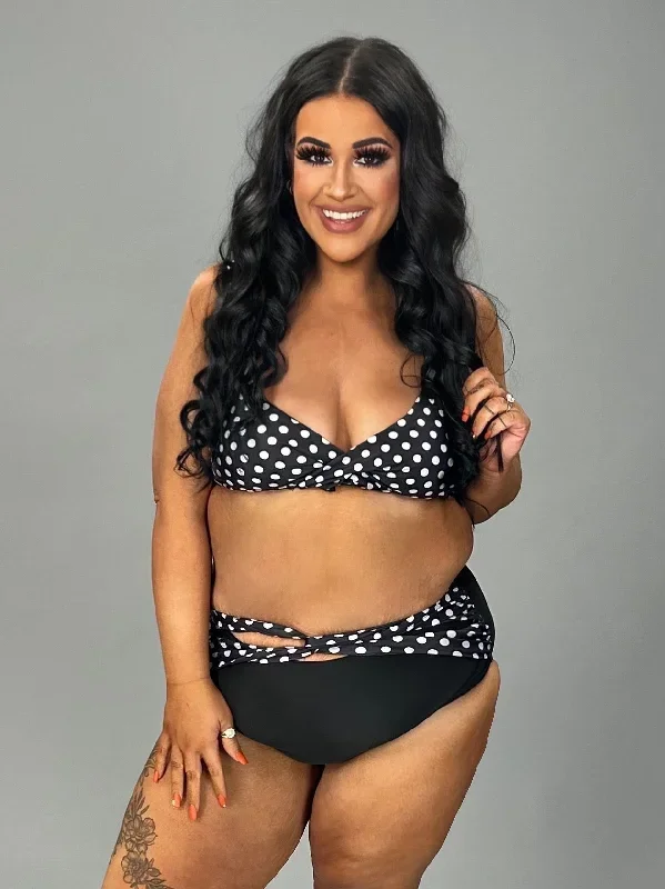 SWIM-S {Swimsuit Heaven}Black Polka Dot 2 Piece Swimsuit PLUS SIZE L XL XXL