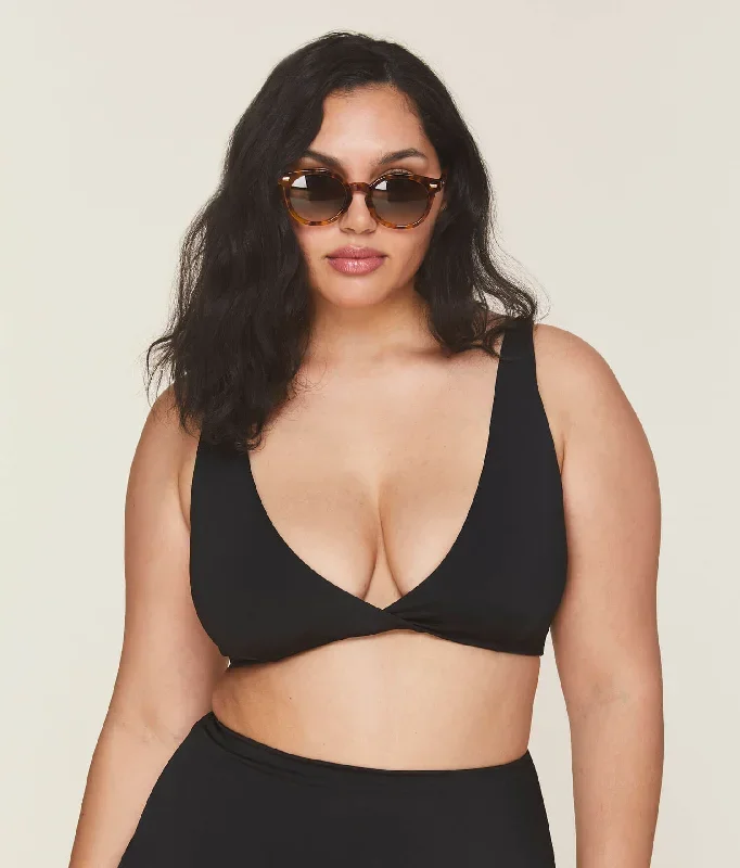 The Belmar Top - Glossy Eco Nylon - Black