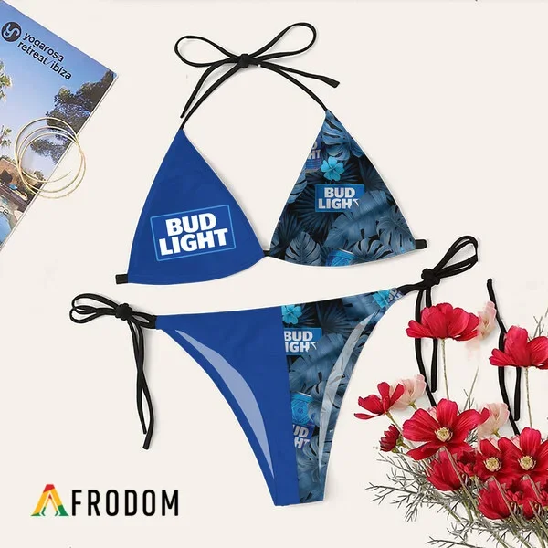 Tropical Floral Bud Light Triangle Bikini Set Swimsuit