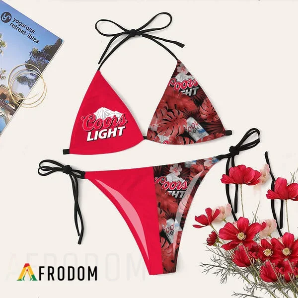 Tropical Floral Coors Light Triangle Bikini Set Swimsuit