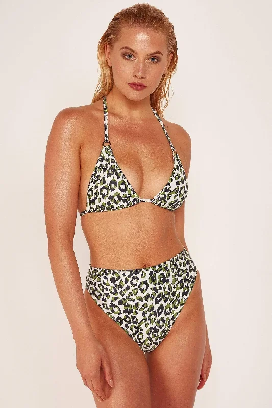 Leopard Triangle Top Khaki