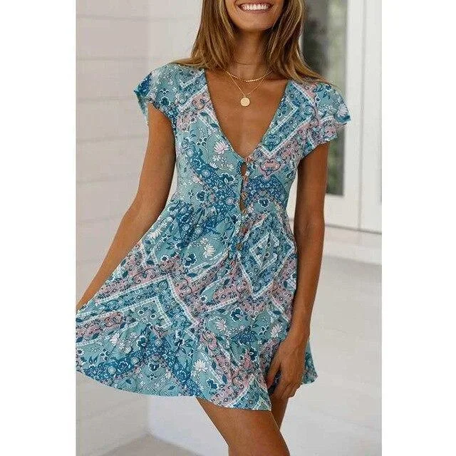 women-summer-clothes-red-blue-floral-print-sexy-tunic-boho-mini-dress-vneck-button-ladies-bohemian-beach-dresses-casual-sundress