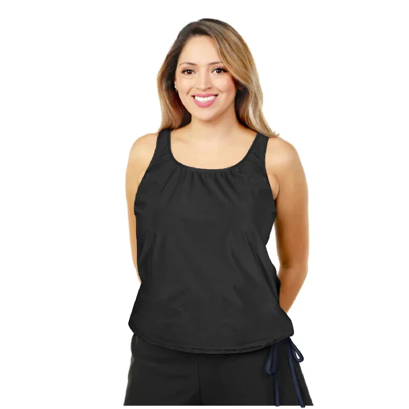 Women's Long Swimwear Top Plus Sized - Black